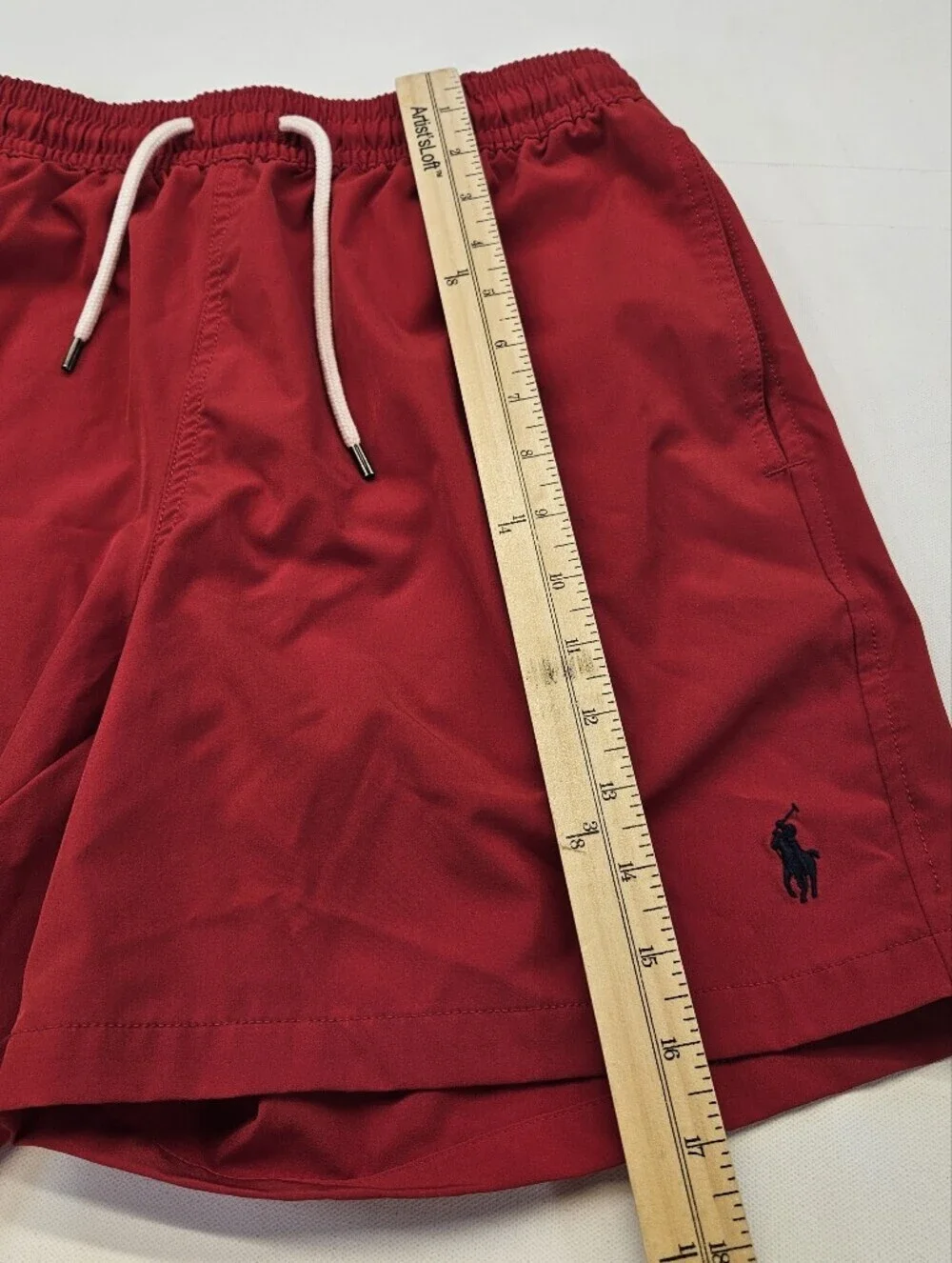 Polo Ralph Lauren Red Lined Swim Shorts Adjustable Waist Mens Size Medium $89